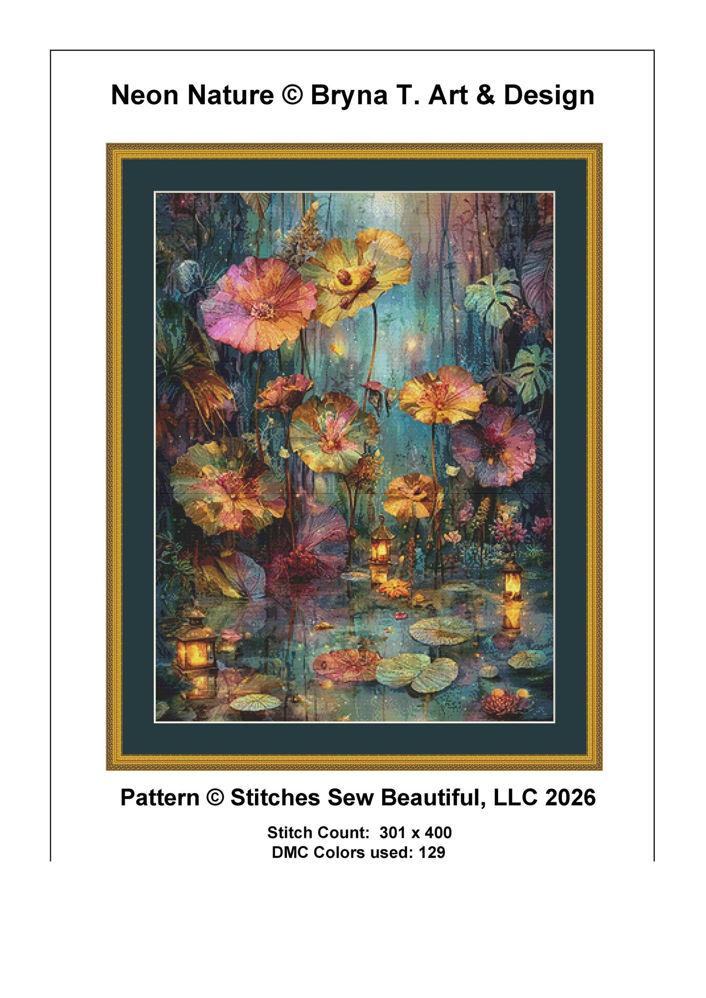 Neon Nature counted cross stitch pattern by Bryna T. Art & Design (Digital Format)