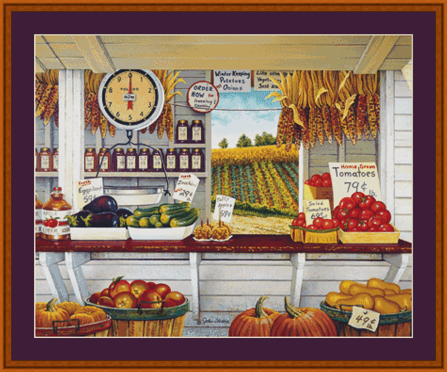 Farmer's Market counted cross stitch pattern Copyright ©John Sloane; used with Permission (Digital Format)