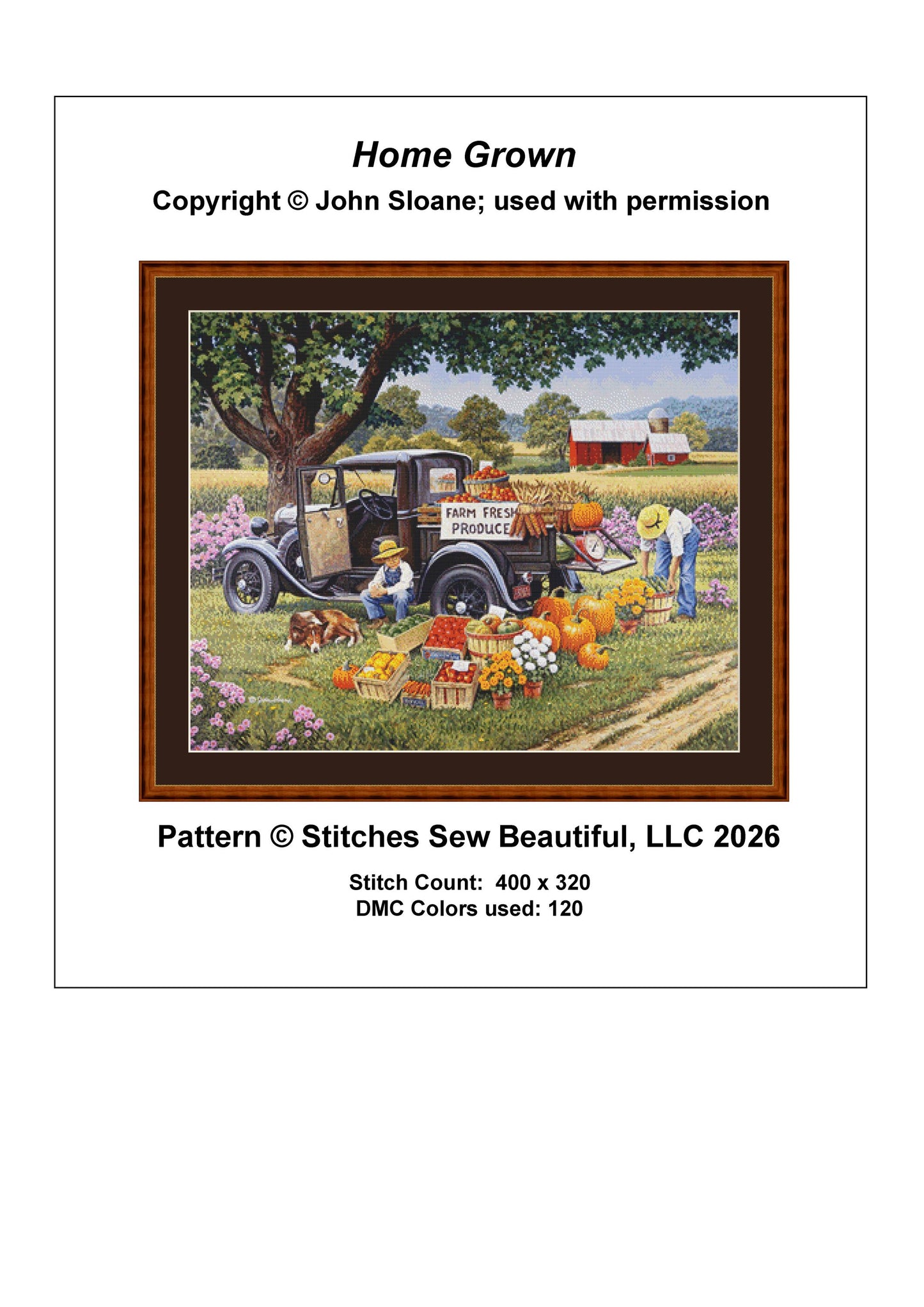 Home Grown counted cross stitch pattern Copyright ©John Sloane; used with permission (Digital Format)