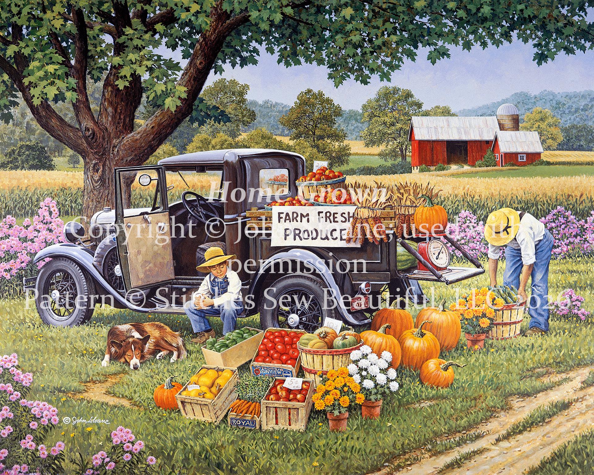 Home Grown counted cross stitch pattern Copyright ©John Sloane; used with permission (Digital Format)