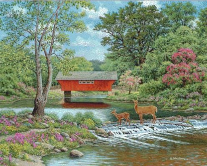 Deer Crossing counted cross stitch pattern Copyright ©John Sloane; used with permission (Digital Format)