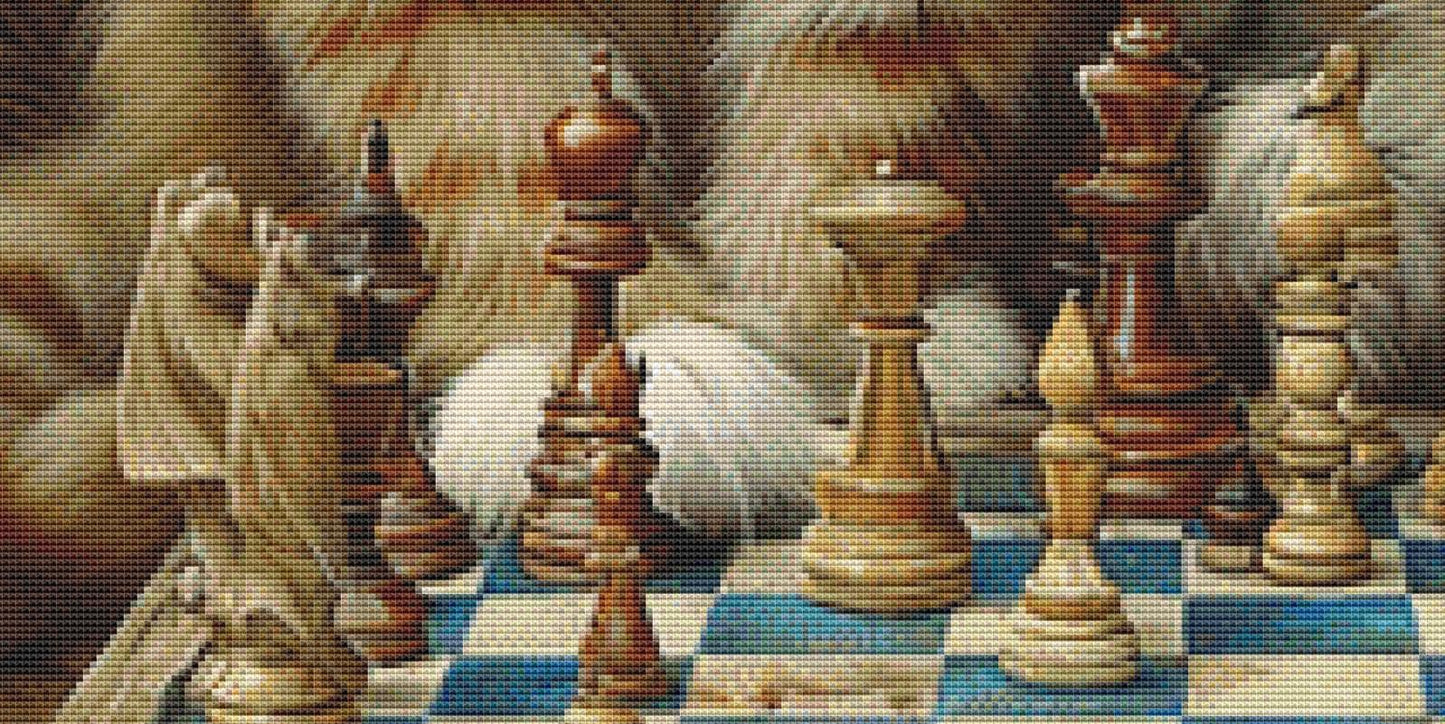 Kittens Playing Chess (Max Size/Color) counted cross stitch pattern by Bryna T. Art & Design (Digital Format)