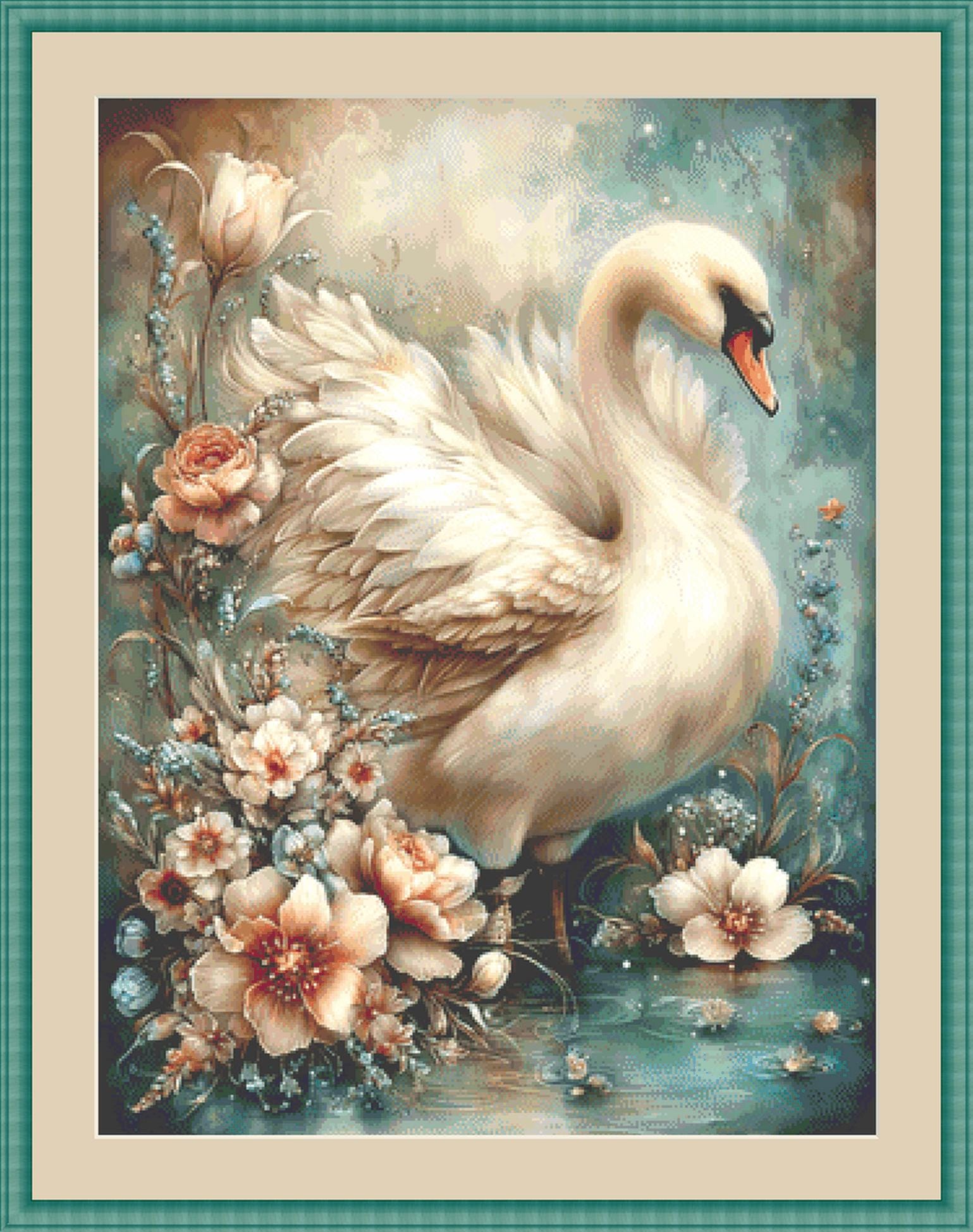 Elegant Swan counted cross stitch pattern by Sassy E. Boutique (Digital Format)