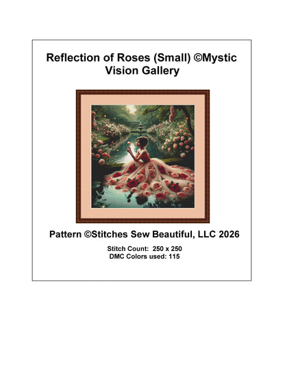 Reflection of Roses (Small) counted cross stitch pattern by Mystic Vision Gallery (Digital Format)
