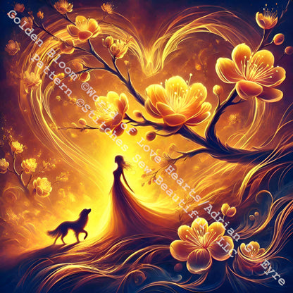Golden Bloom counted cross stitch pattern by World of Love Hearts/Adrian G. Eyre (Digital Format)