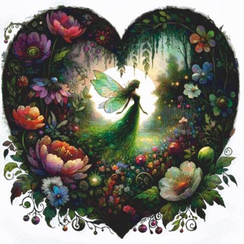 Forest Fairy in Bloom counted cross stitch pattern by World of Love Hearts/Adrian G Eyre (digital format)