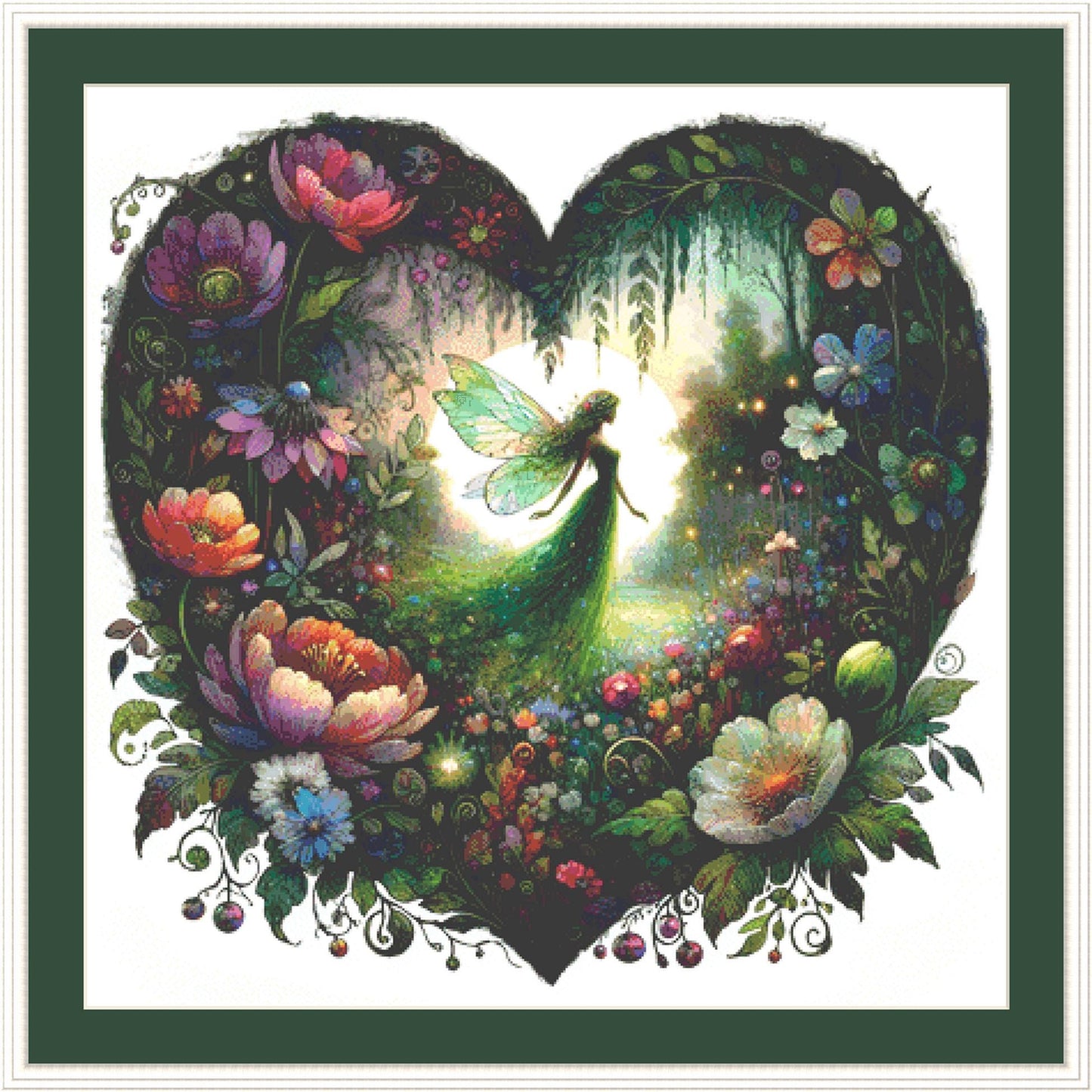 Forest Fairy in Bloom counted cross stitch pattern by World of Love Hearts/Adrian G Eyre (digital format)