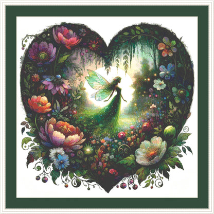 Forest Fairy in Bloom counted cross stitch pattern by World of Love Hearts/Adrian G Eyre (digital format)