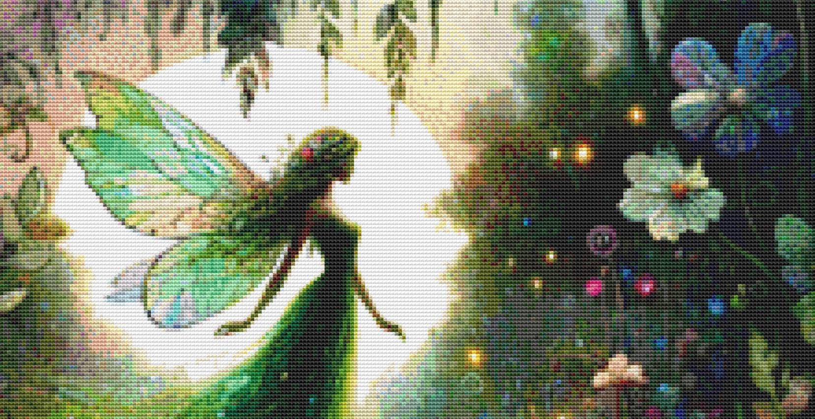 Forest Fairy in Bloom counted cross stitch pattern by World of Love Hearts/Adrian G Eyre (digital format)