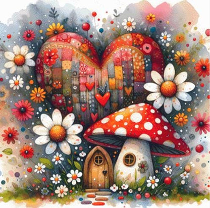 Home is Where My Mushroom Grows counted cross stitch pattern by World of Love Hearts/Adrian G. Eyre (Digital Format)