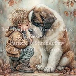 Best Buddies (Max Size/Color) counted cross stitch pattern by Bryna T. Art & Design