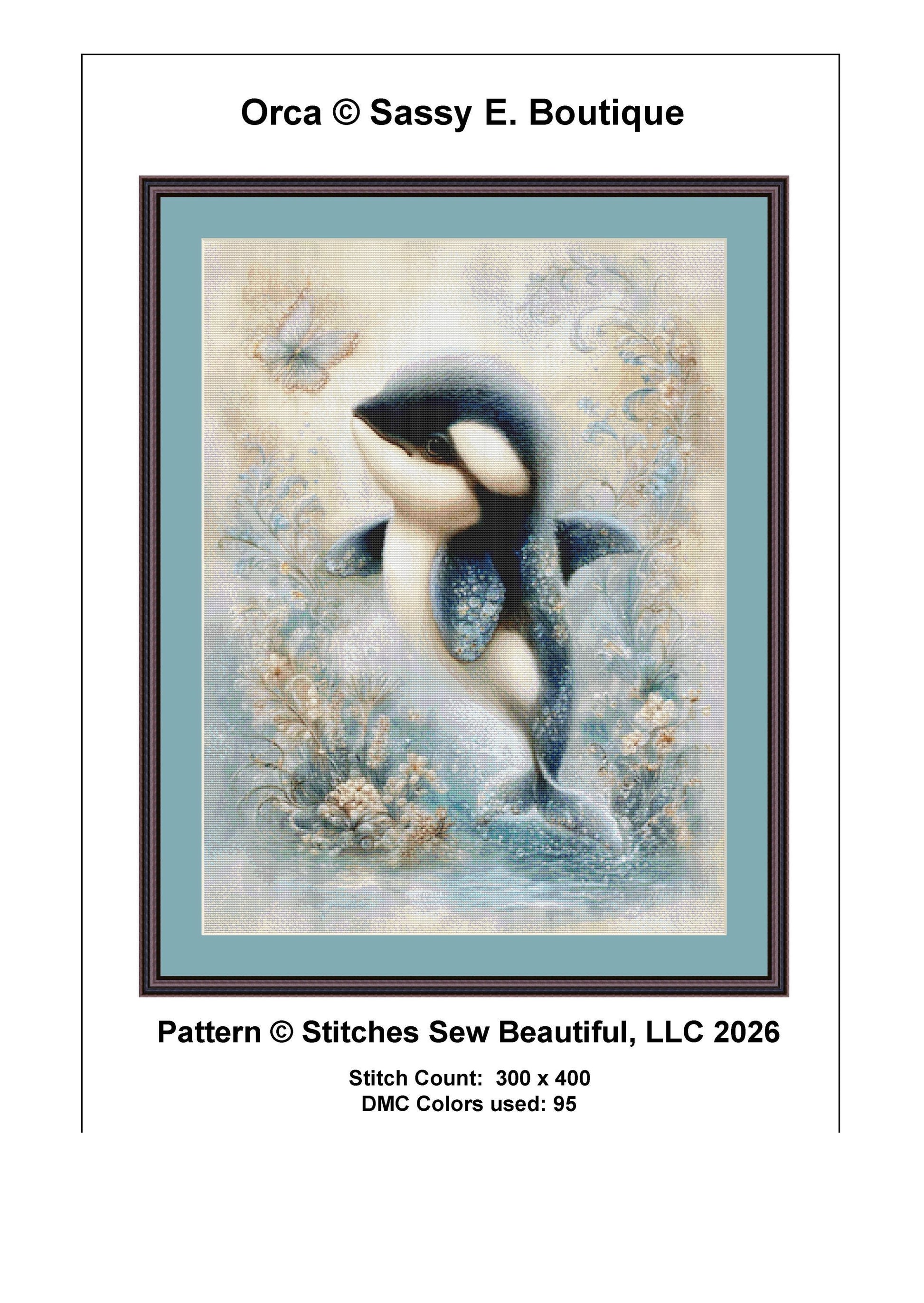 Orca coutned cross stitch pattern by Sassy E. Boutique (Digital Format)