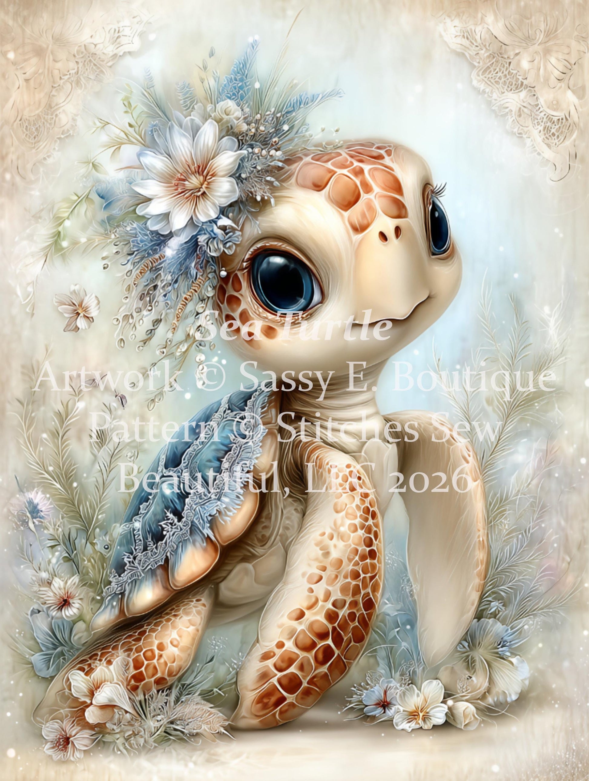 Sea Turtle counted cross stitch pattern by Sassy E. Boutique (Digital Format)