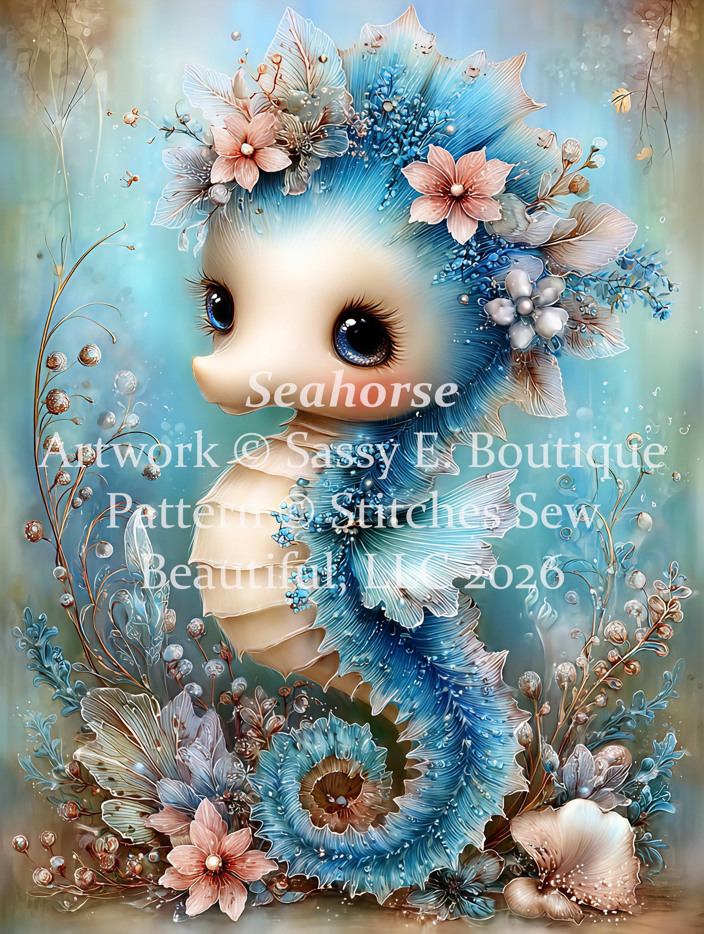 Seahorse counted cross stitch pattern by Sassy E. Boutique (Digital Format)
