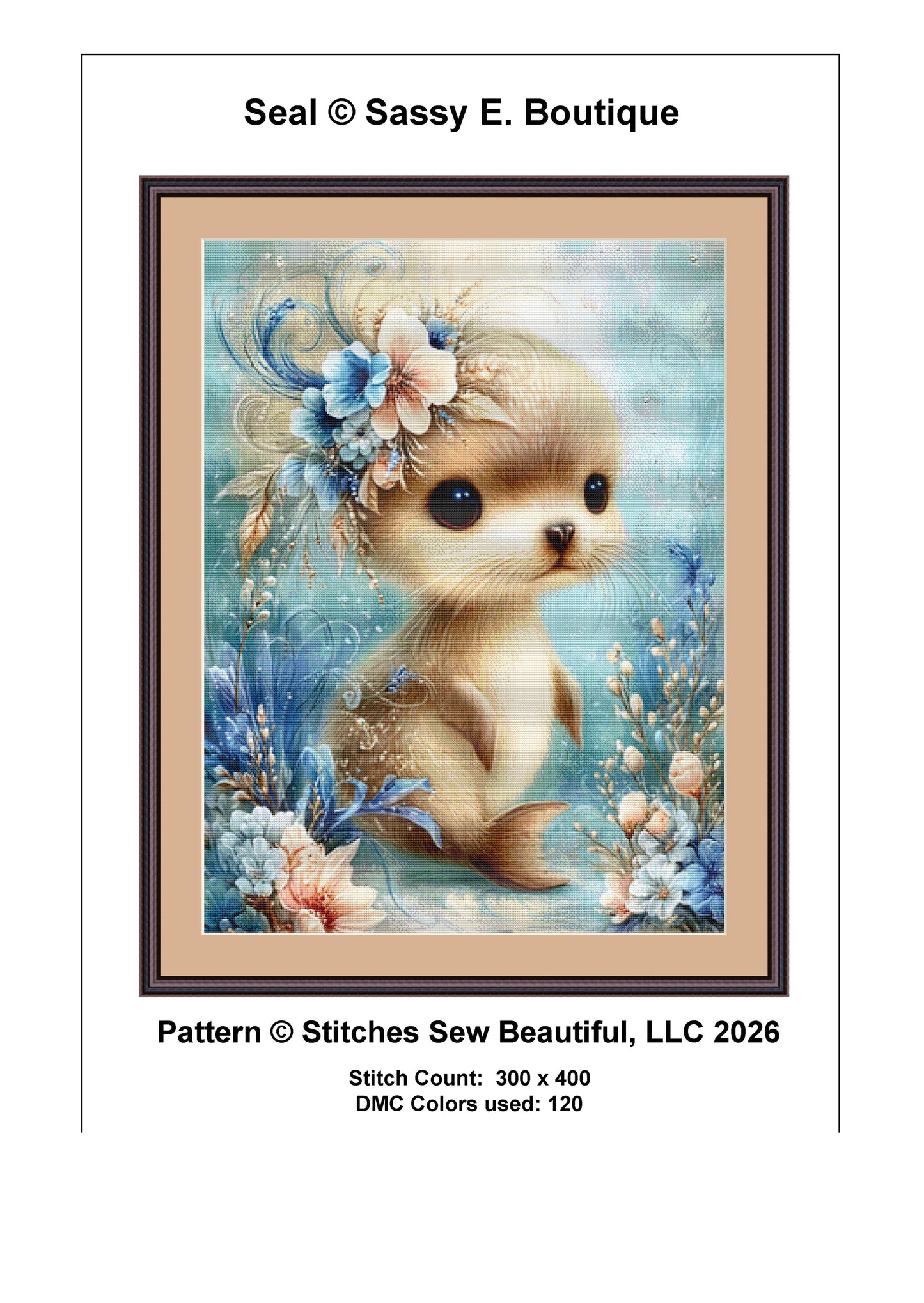 Seal counted cross stitch pattern by Sassy E. Boutique (Digital Format)