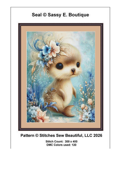 Seal counted cross stitch pattern by Sassy E. Boutique (Digital Format)