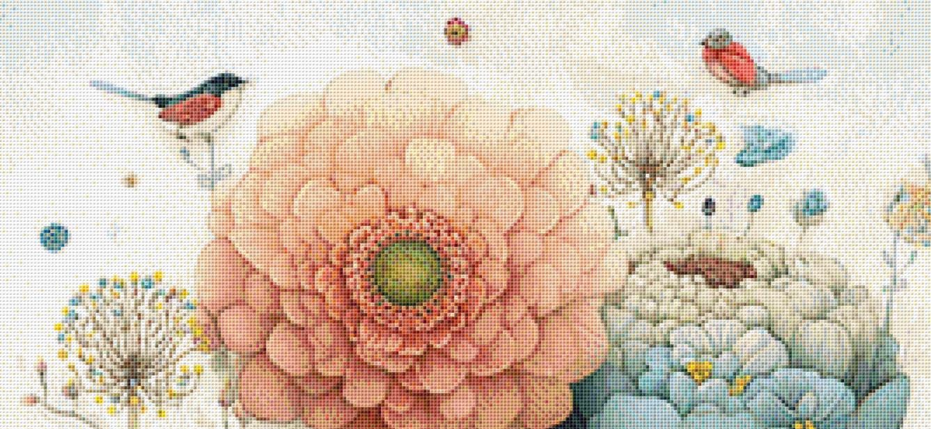 Vibrant Flower Pots 3 (Max Color) counted cross stitch pattern by Bryna T. Art & Design (Digital Format)