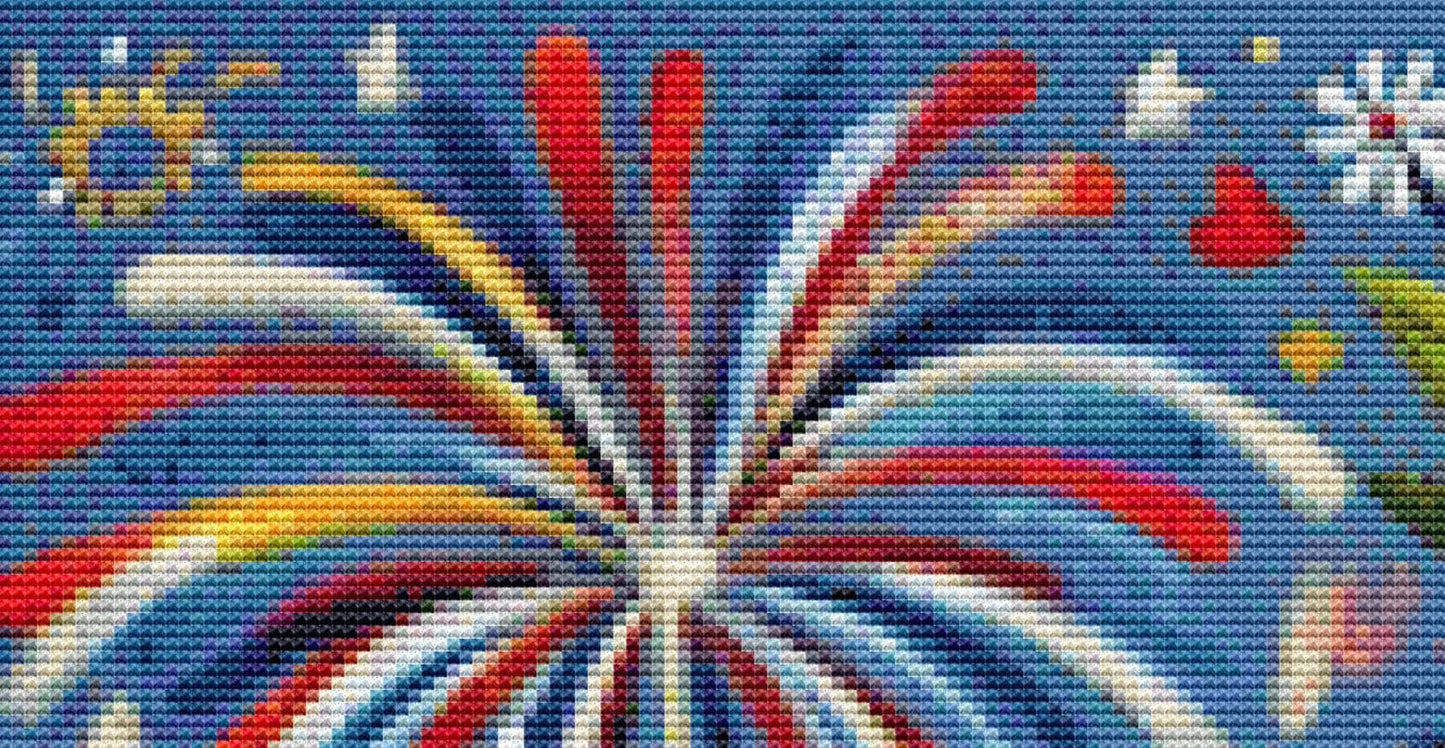 Patriotic Heart (UK Version) counted cross stitch pattern by World of Love Hearts/Adrian G. Eyre (Digital Format)