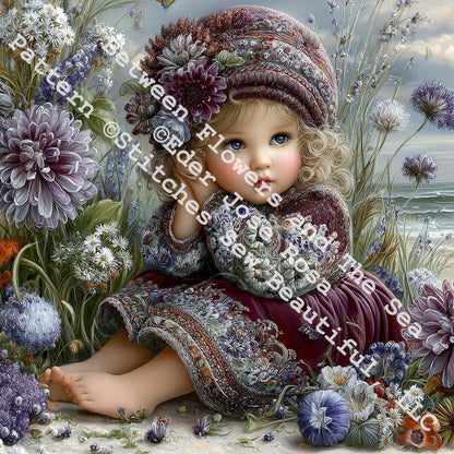 Between Flowers and The Sea counted cross stitch pattern by Eder Jose Rosa (Digital Format)