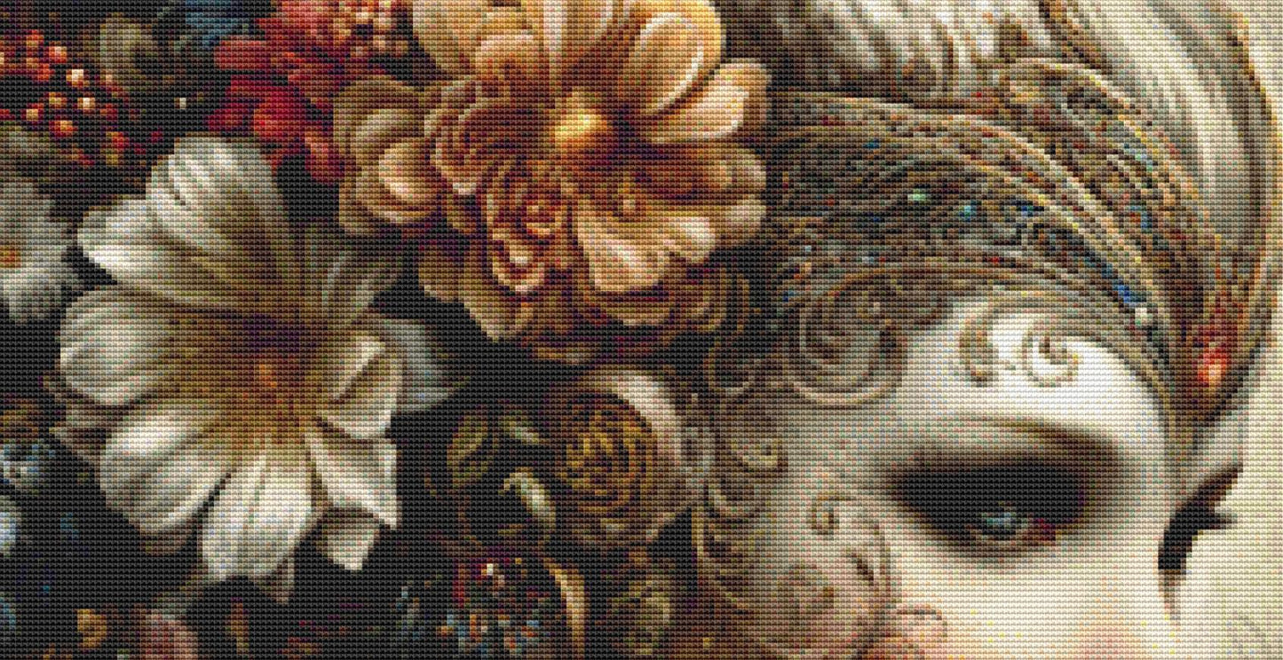 Queen of the Fallen Garden counted cross stitch pattern by Sassy E. Boutique (Digital Format)