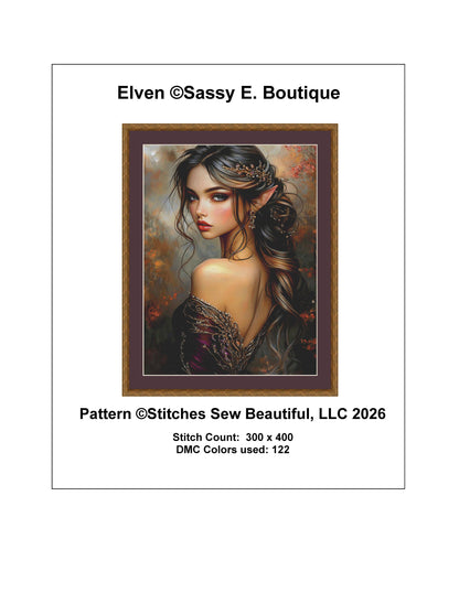 Elven counted cross stitch pattern by Sassy E. Boutique (Digital Format)