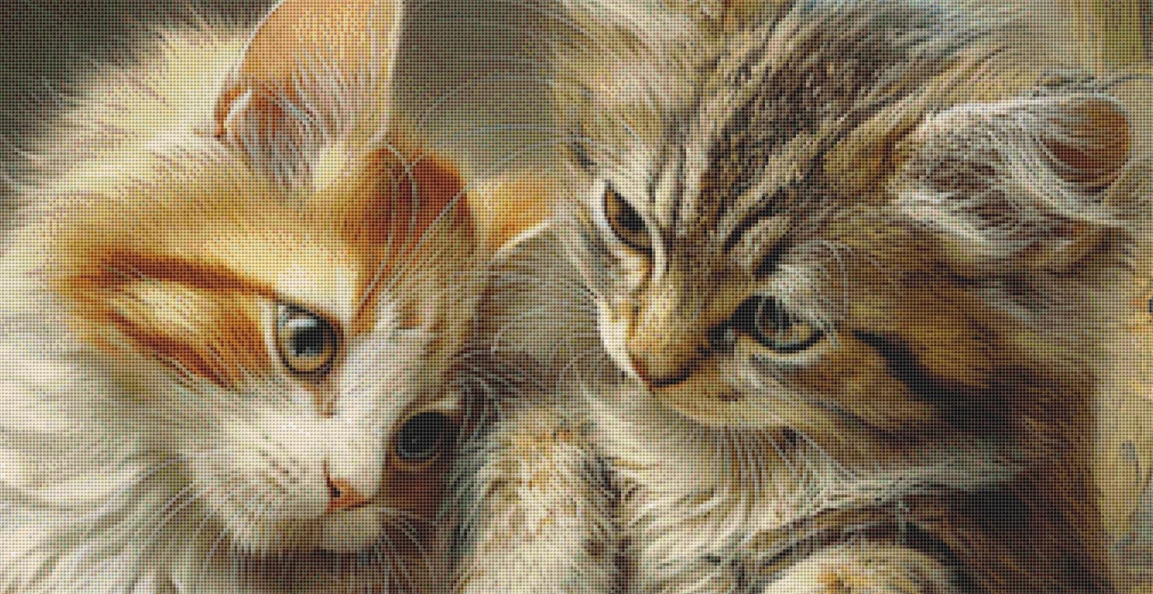 Kittens Playing Chess (Max Size/Color) counted cross stitch pattern by Bryna T. Art & Design (Digital Format)