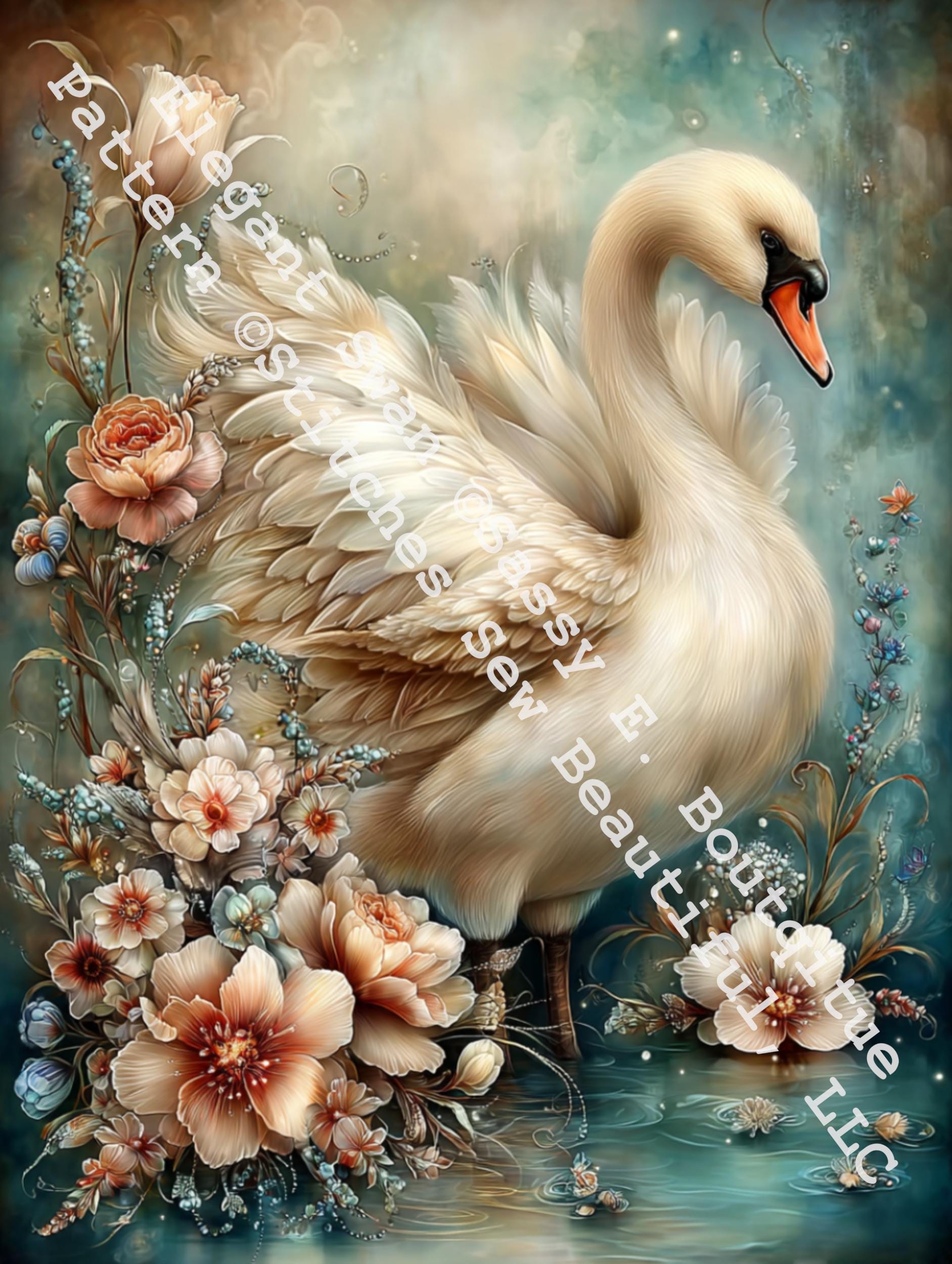 Elegant Swan counted cross stitch pattern by Sassy E. Boutique (Digital Format)