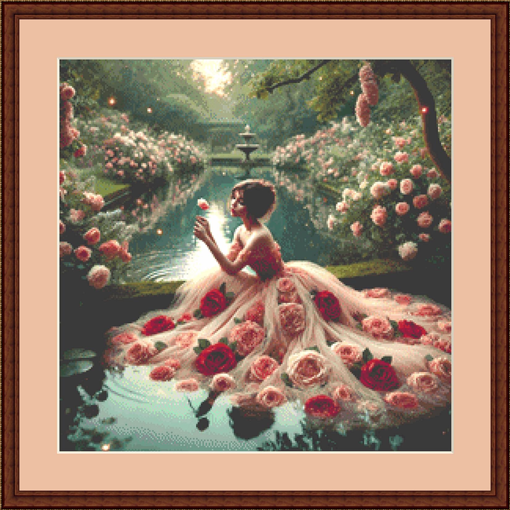 Reflection of Roses (Small) counted cross stitch pattern by Mystic Vision Gallery (Digital Format)