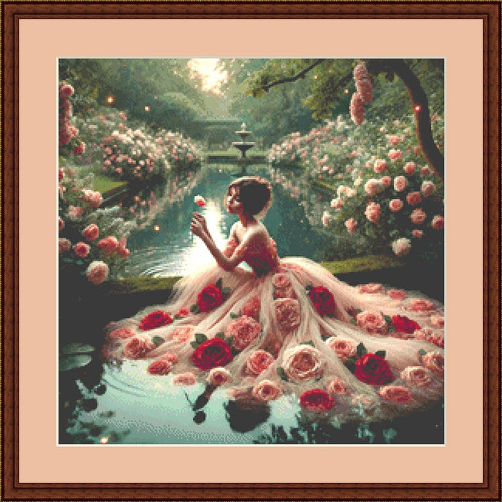 Reflection of Roses (Small) counted cross stitch pattern by Mystic Vision Gallery (Digital Format)