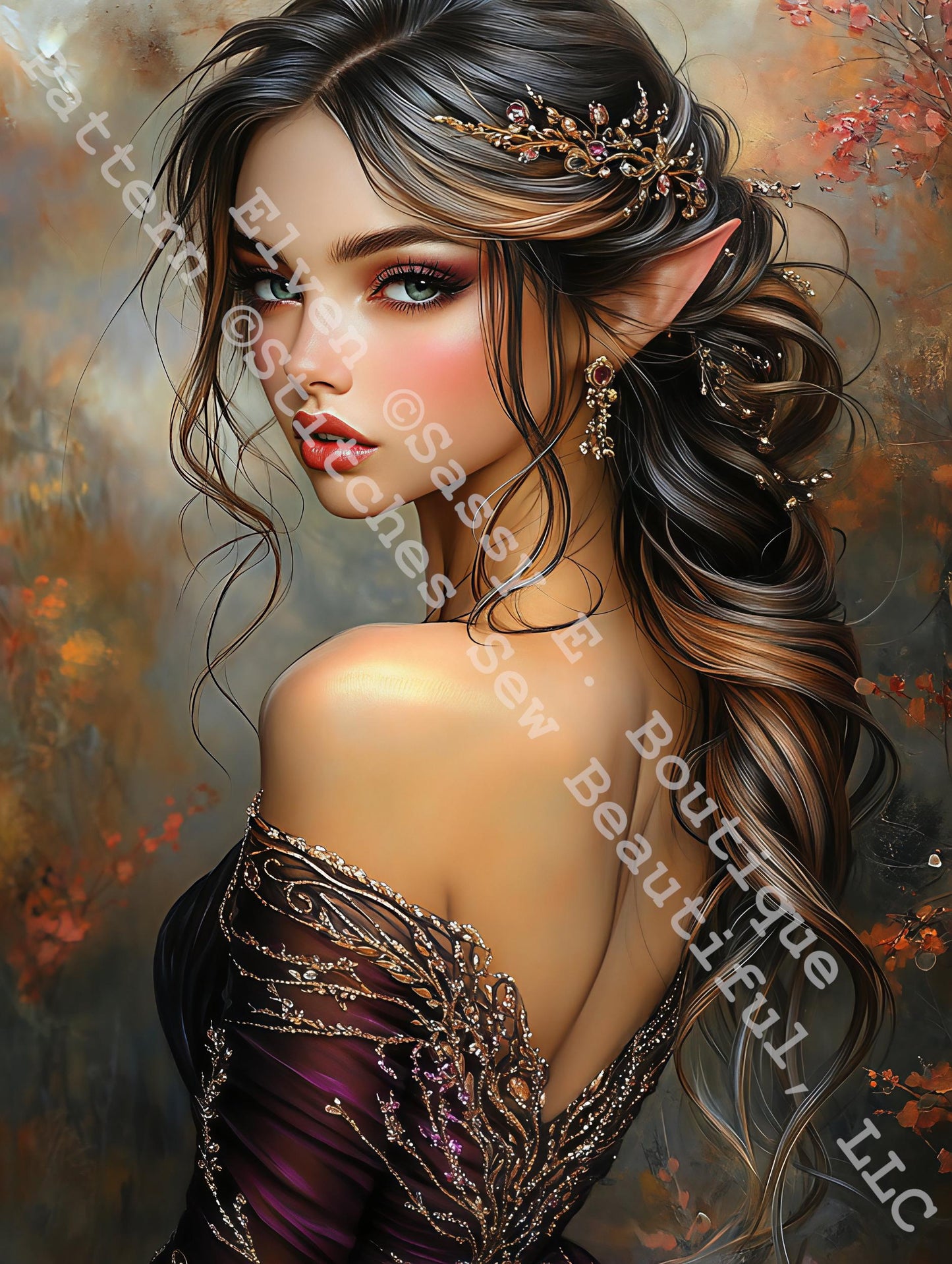 Elven counted cross stitch pattern by Sassy E. Boutique (Digital Format)