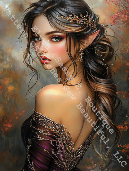 Elven counted cross stitch pattern by Sassy E. Boutique (Digital Format)