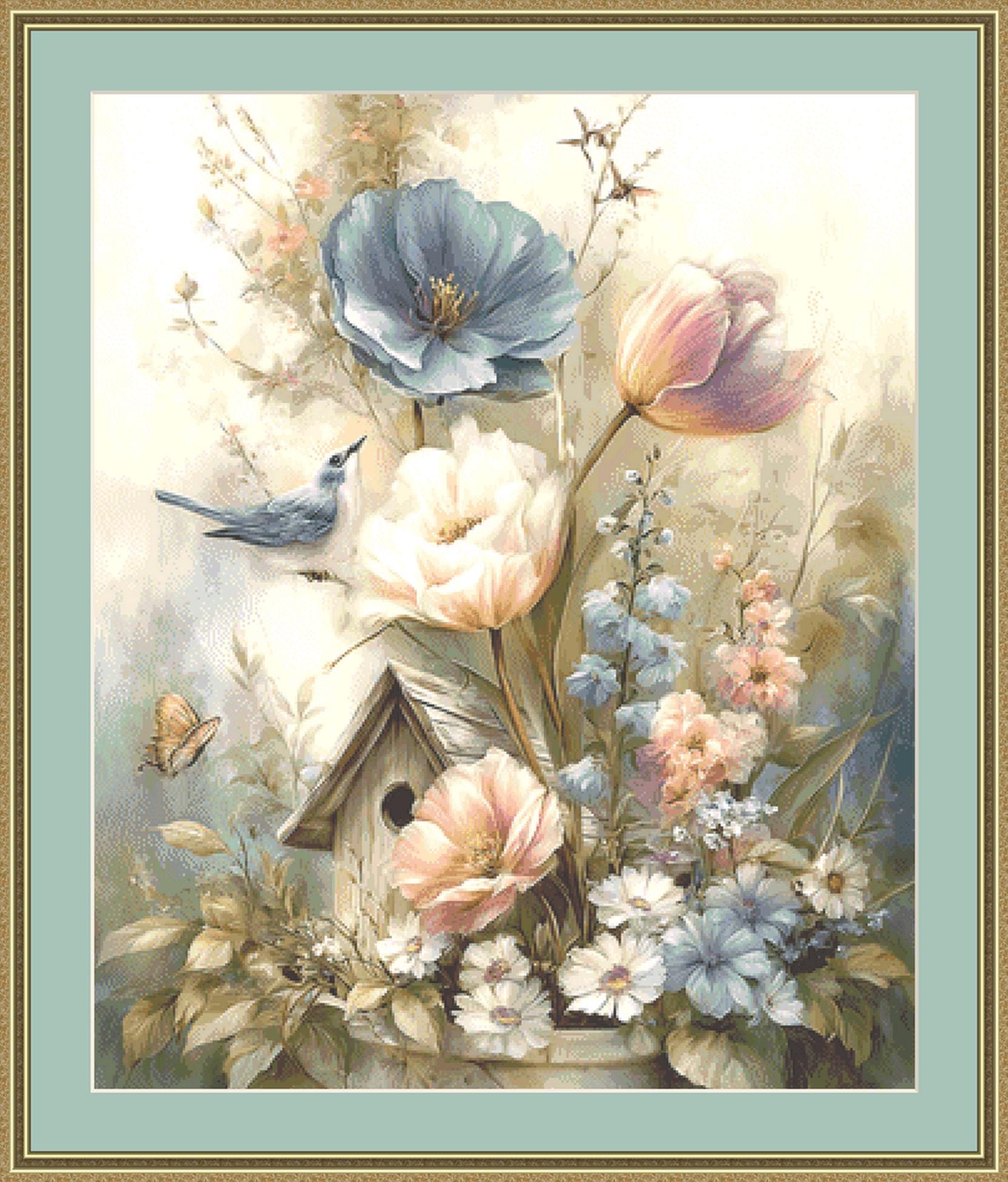 Bird House counted cross stitch pattern by Sassy E. Boutique (Digital Format)