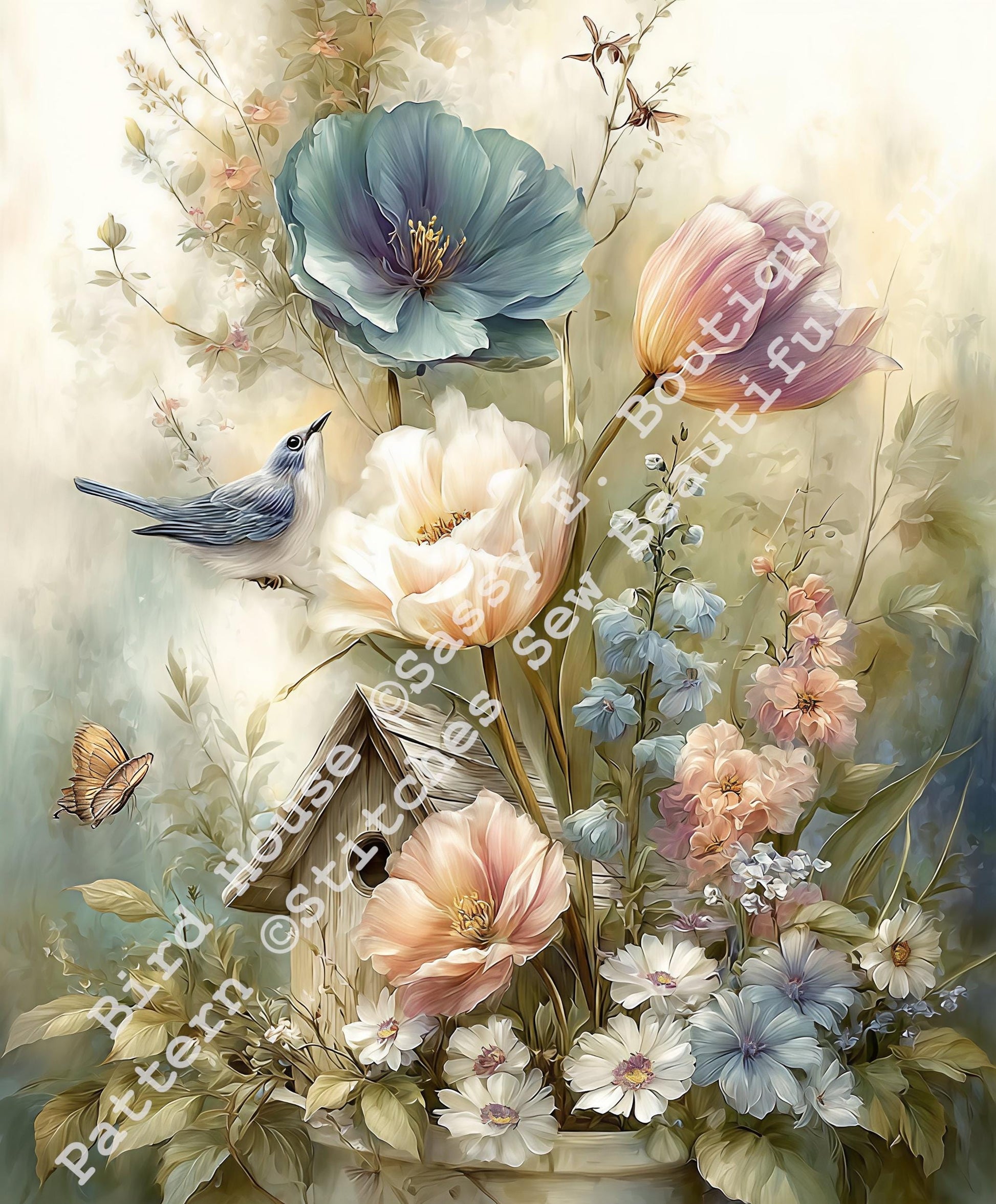 Bird House counted cross stitch pattern by Sassy E. Boutique (Digital Format)