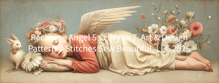"Reclining Angel 5" cross stitch pattern by Bryna T. Art & Design