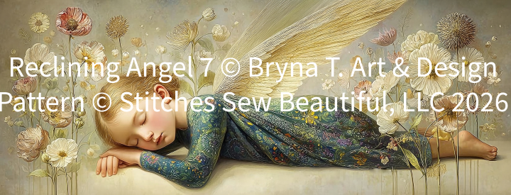 "Reclining Angel 7" cross stitch pattern by Bryna T. Art & Design
