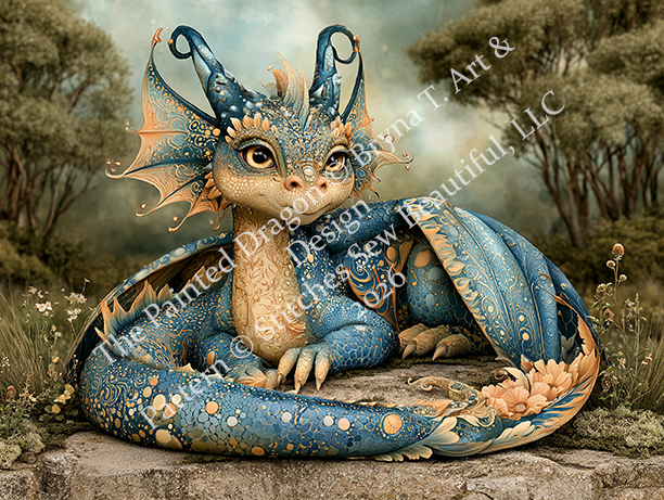 "The Painted Dragon" cross stitch pattern by Bryna T. Art & Design